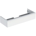 Mueble bajo Geberit iCon para lavabo, con un cajón: Ancho de lavabo=120cm, Cuerpo y frontal: blanco/cubierto mate, Tirador: blanco/con pintura polvo al horno mate